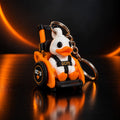 GCPS Mobility Duck keychain, 3/4 angle view, showing the harness branding, GCPS wheel logo, and keyring