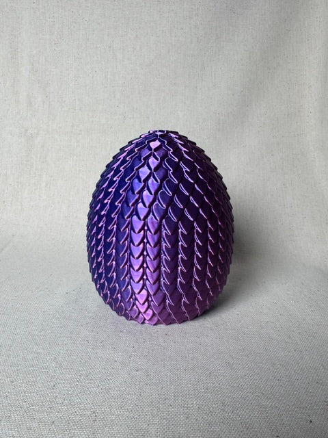 3D Printed Mystery Dragon Egg with Articulated Crystal Dragon – Silk Purple & Blue